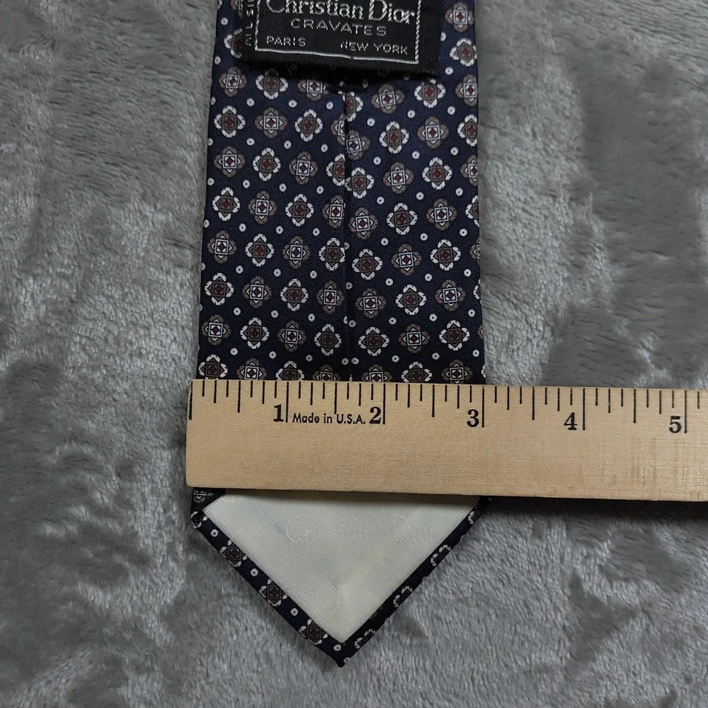 Vintage Christian Dior Cravates Tie Men‎ 54x3 Blue Geometric Abstract Bullocks